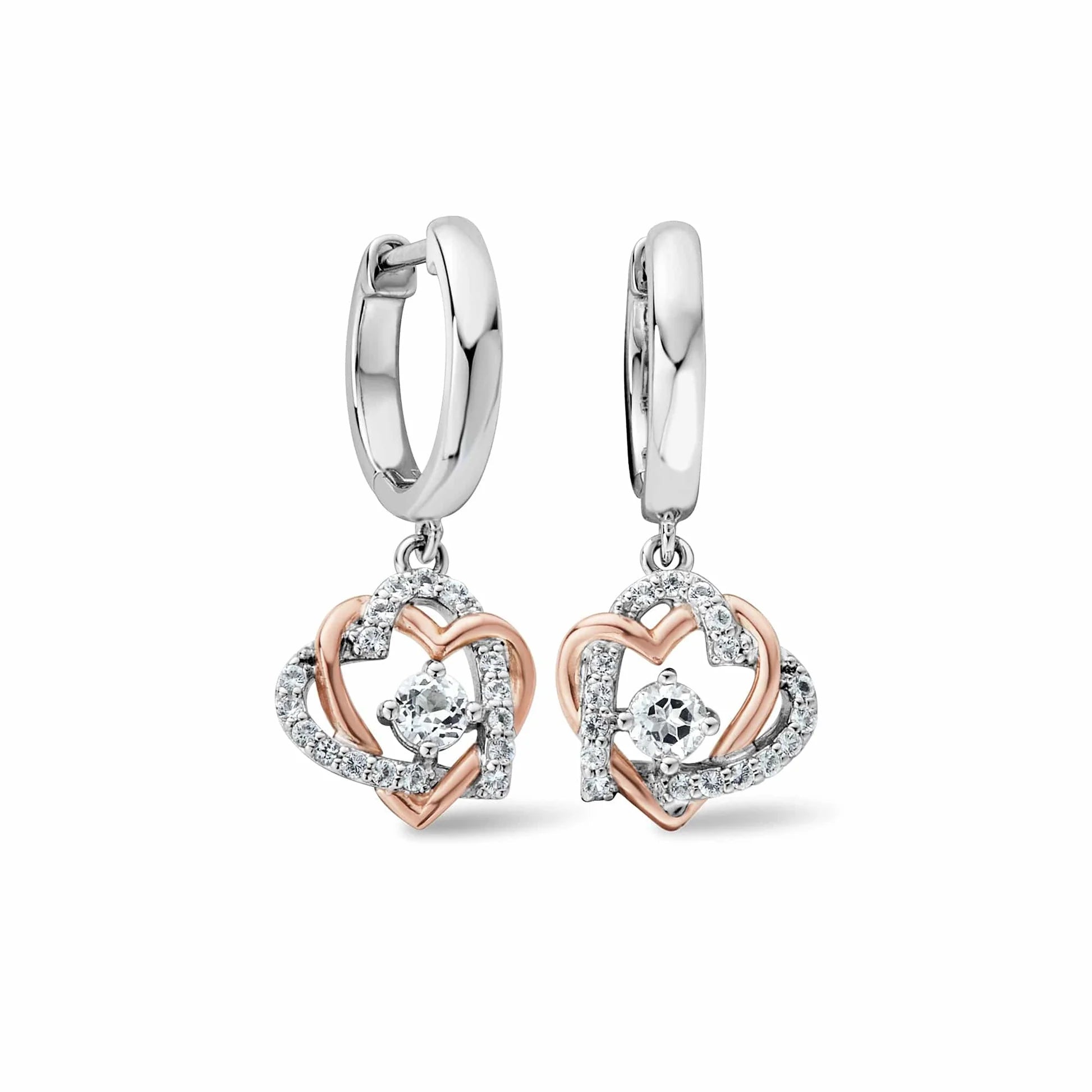 Clogau® Forever Yours Sterling Silver Heart Drop Earrings with Topaz
