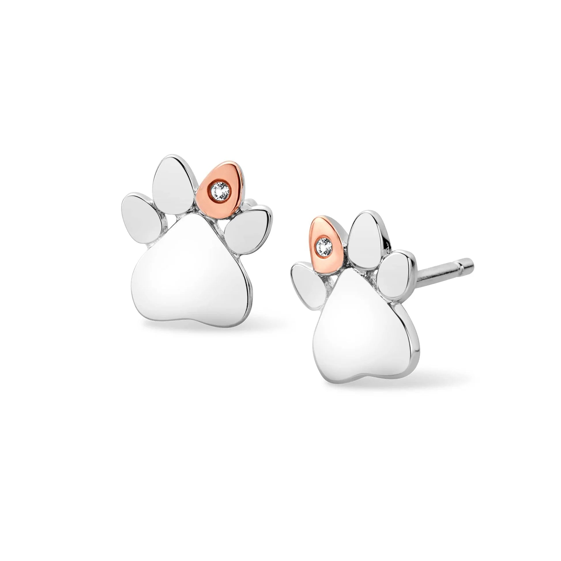 Clogau® Paw Prints Sterling Silver Stud Earrings with Topaz