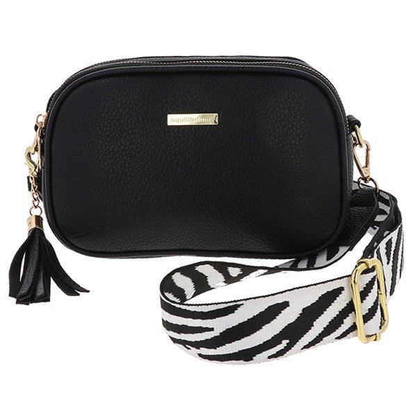 Equilibrium Black Cross Body Shoulder Bag Two Zips