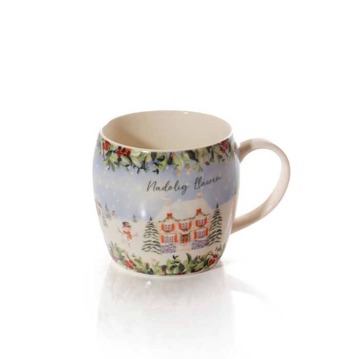 Nadolig Llawen Welsh Christmas Cottage Scene Ceramic Mug