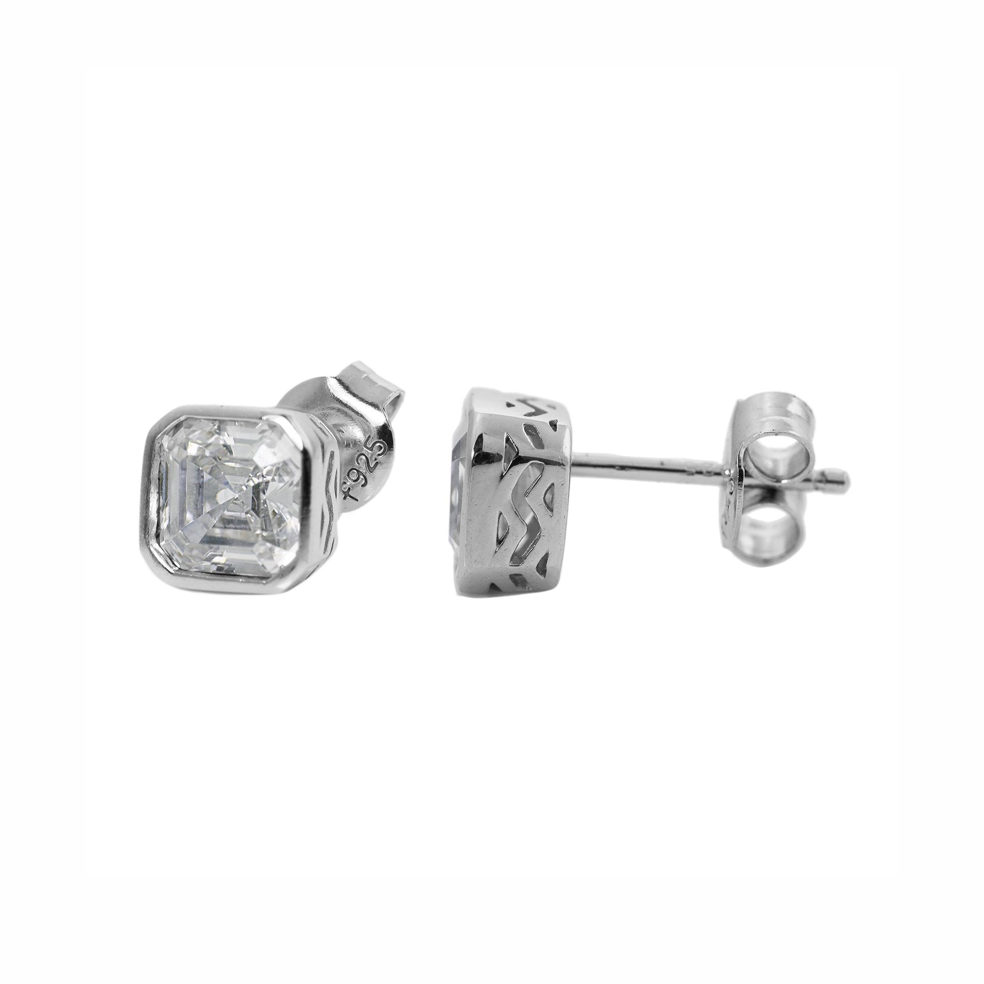 Emma Francis Sterling Silver Octagonal CZ Earrings
