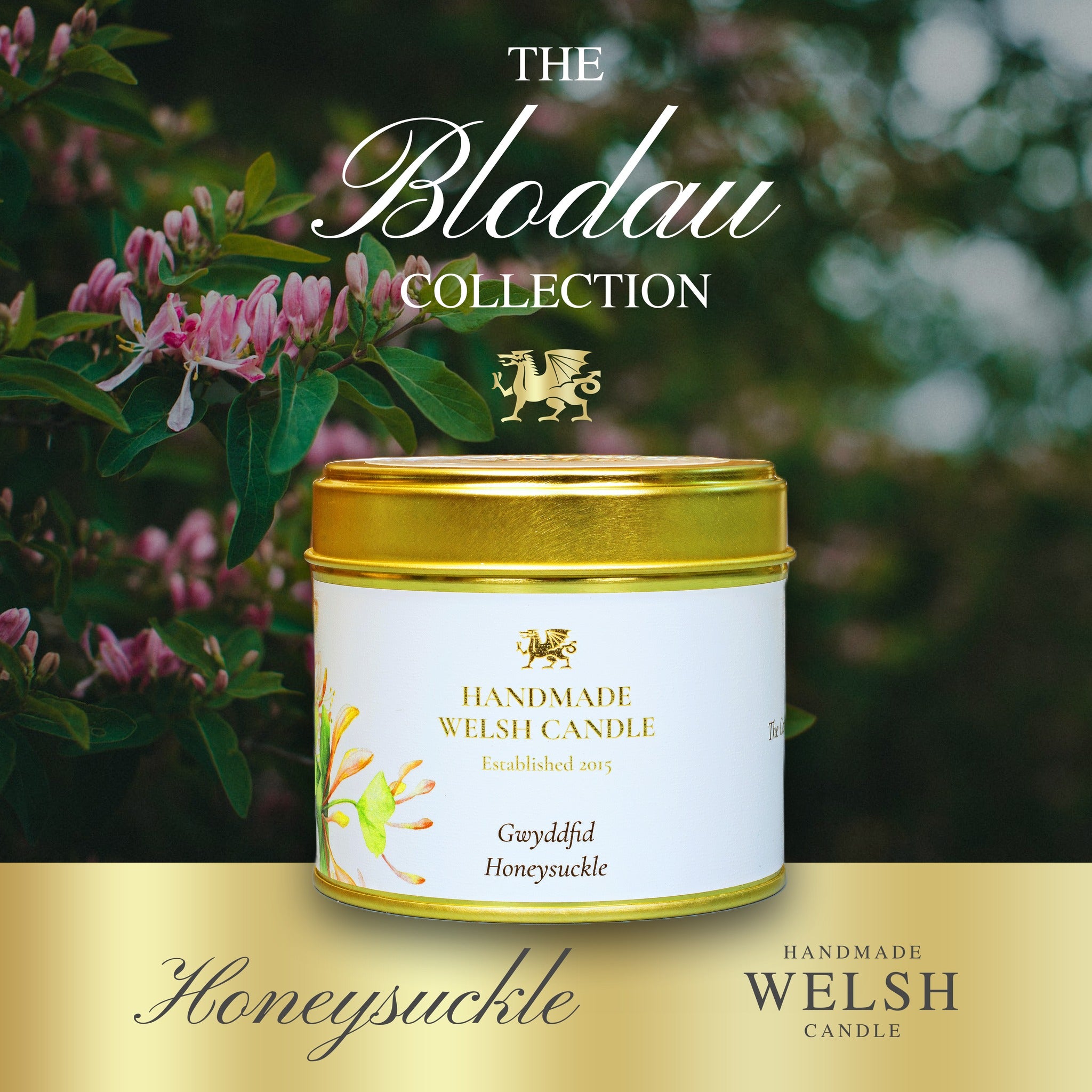 Blodau Honeysuckle Tin Candle