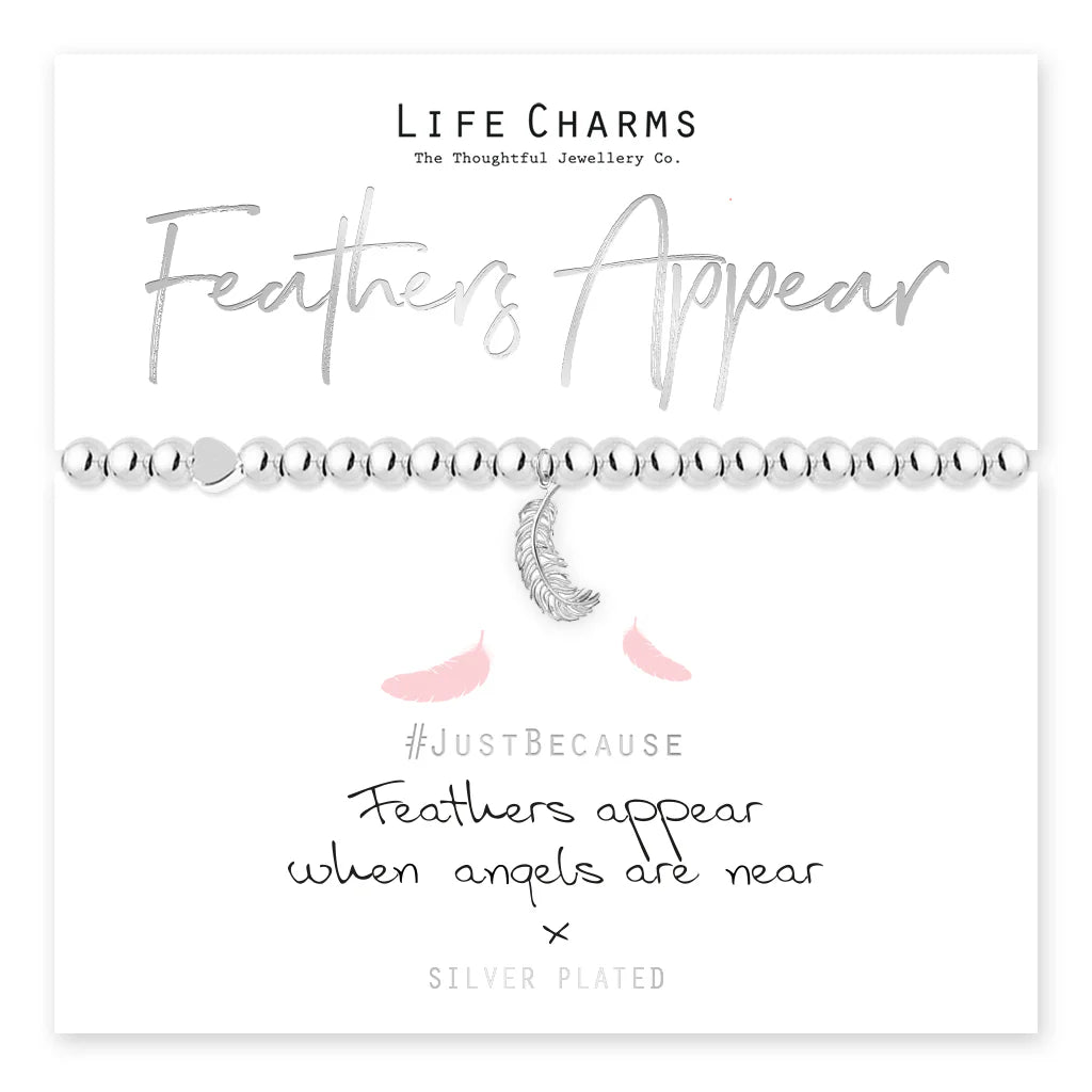 Life Charms Feathers Appear When Angels Are Near Bracelet