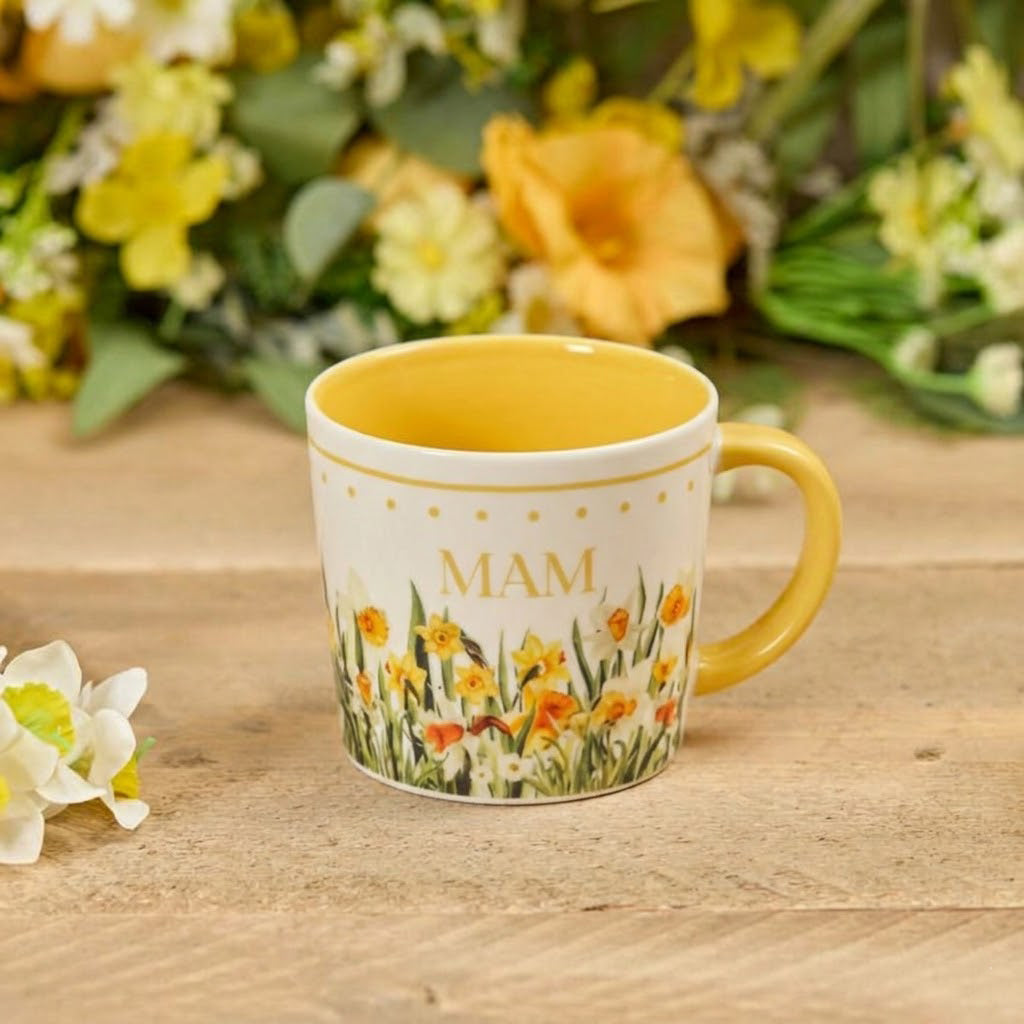 Welsh Floral Serenade Daffodil Mam Stoneware Mug
