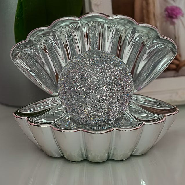 Metallic Silver LED Sea Shell Clam Light