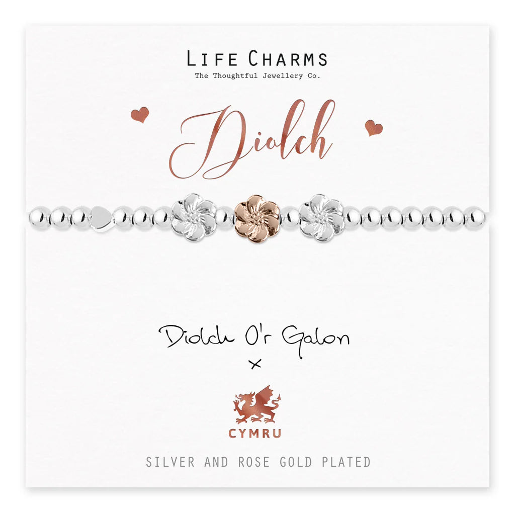 Life Charms Diolch - Thank You Welsh Bracelet