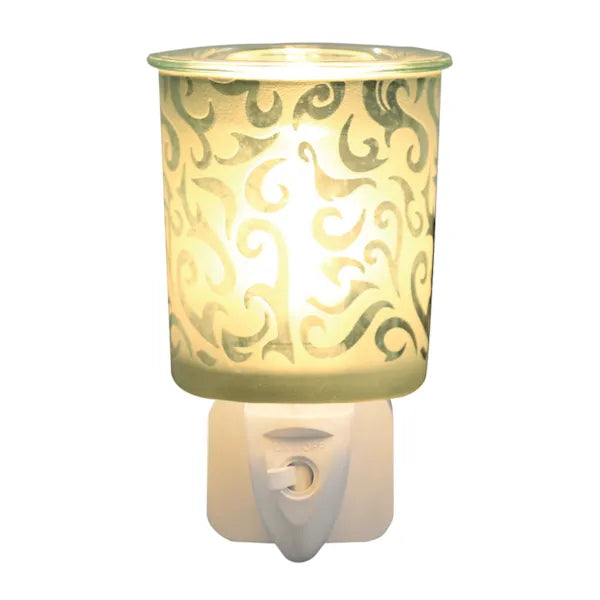 Aroma Green Satin Swirl Plug In Wax Burner