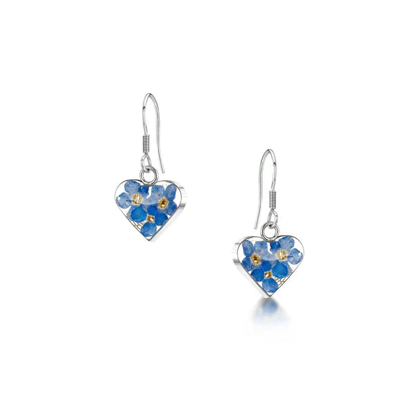 Shrieking Violet® Sterling Silver Forget Me not Heart Drop Earrings
