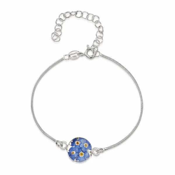 Shrieking Violet® Sterling Silver Forget-me-nots Snake Round Bracelet