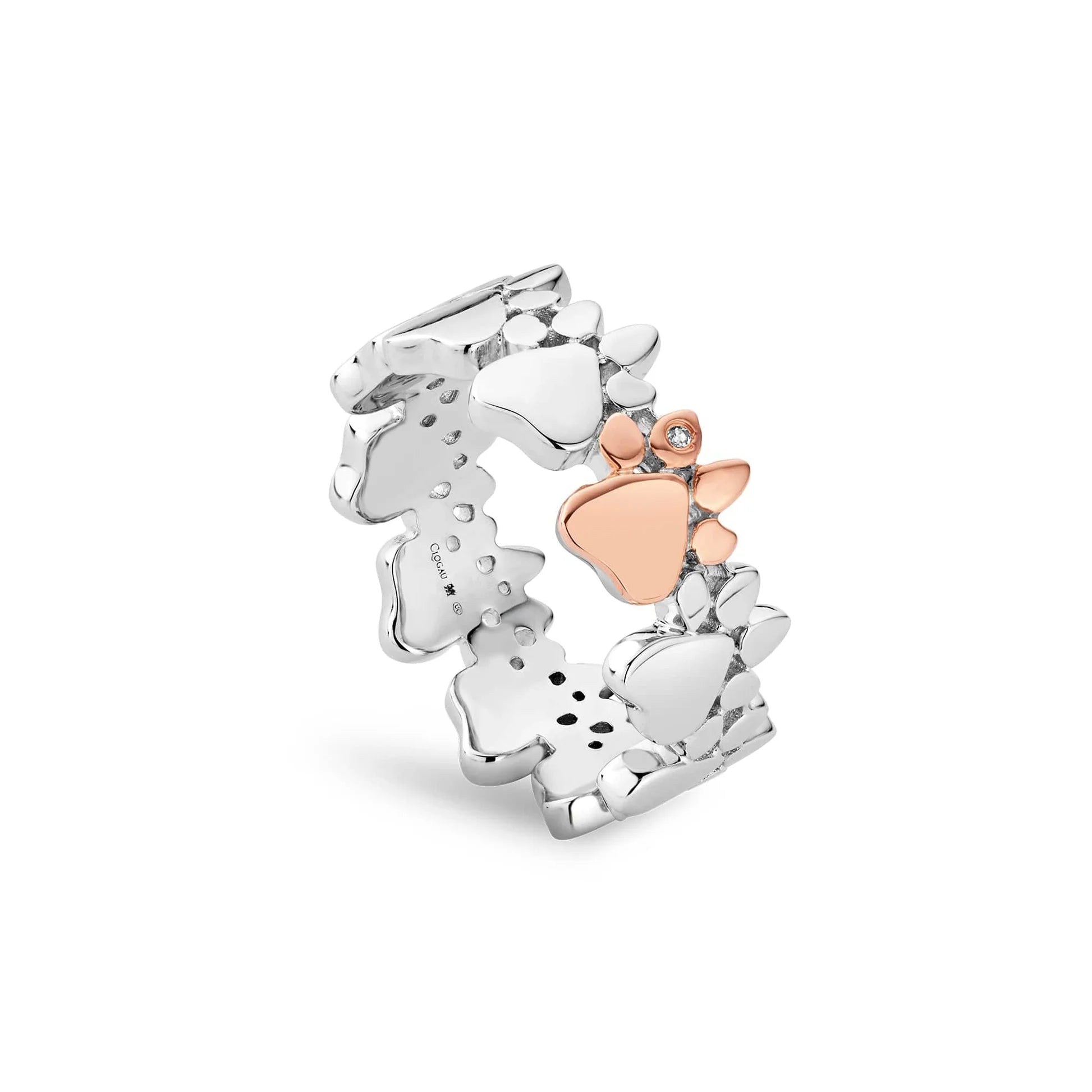 Clogau® Paw Prints Sterling Silver Multi-Paw Ring with Topaz