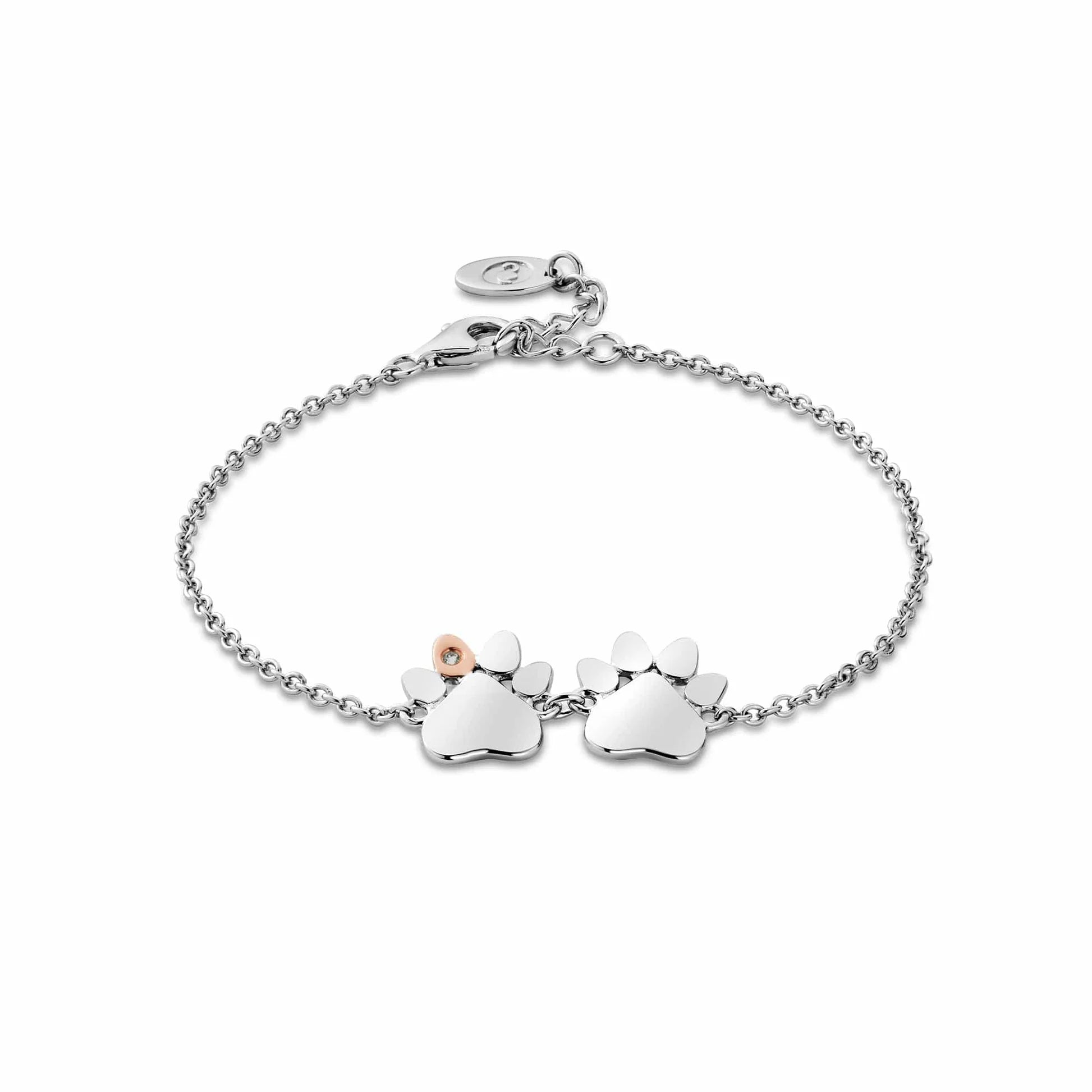 Clogau® Paw Prints Sterling Silver Double-Paw Bracelet with Topaz