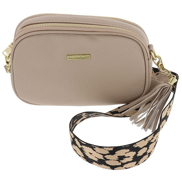 Bag Ysgwydd Croesi Corff Hufen Equilibrium Dau Sip