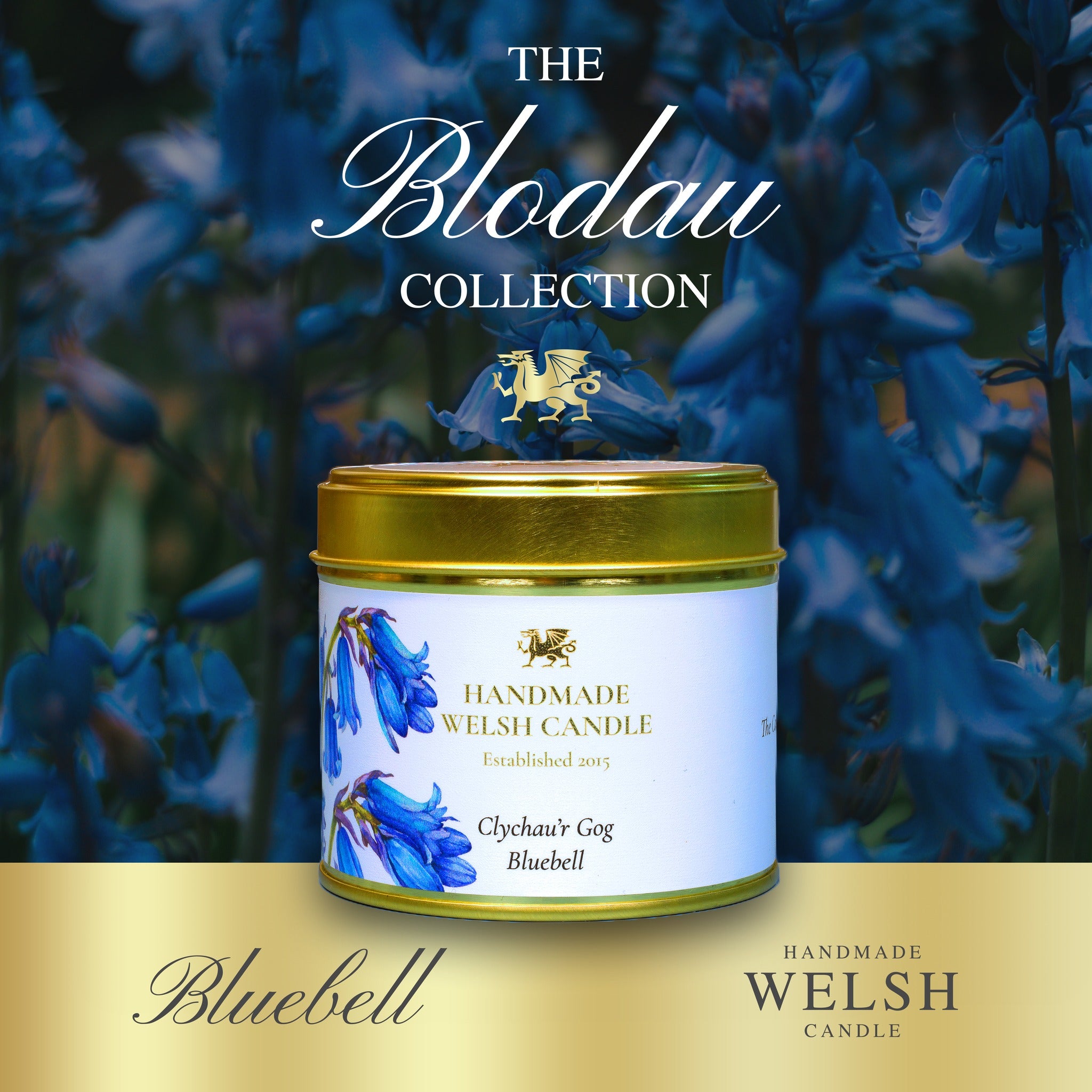 Bluebell Blodau Tin Candle