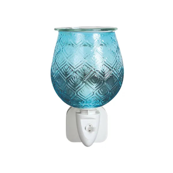 Aroma Teal Glass Leaf Plug In Wax Burner
