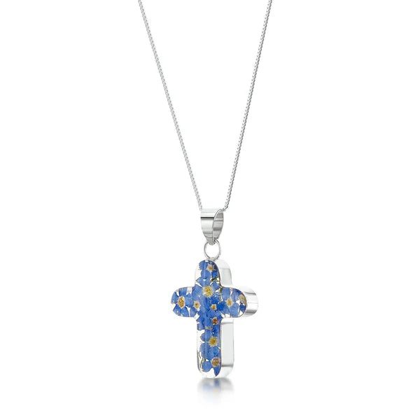 Shrieking Violet® Sterling Silver Forget Me Not Cross Pendant