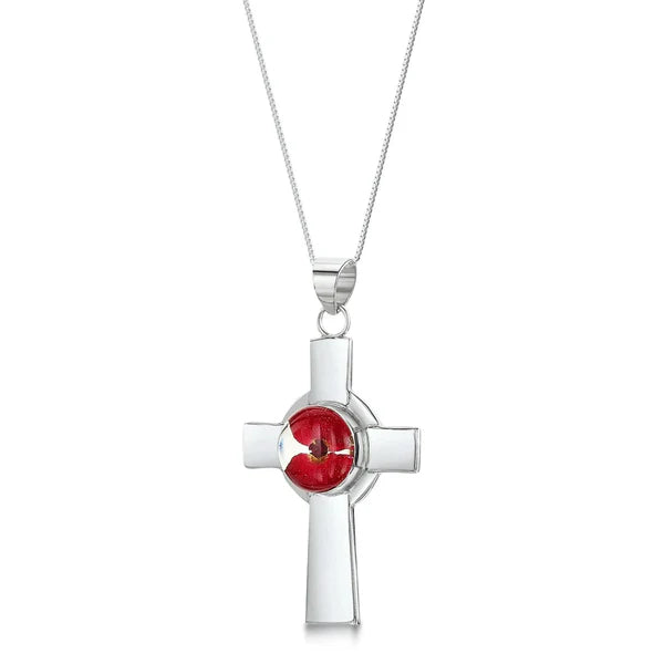 Shrieking Violet® Sterling Silver Poppy Celtic Cross Pendant