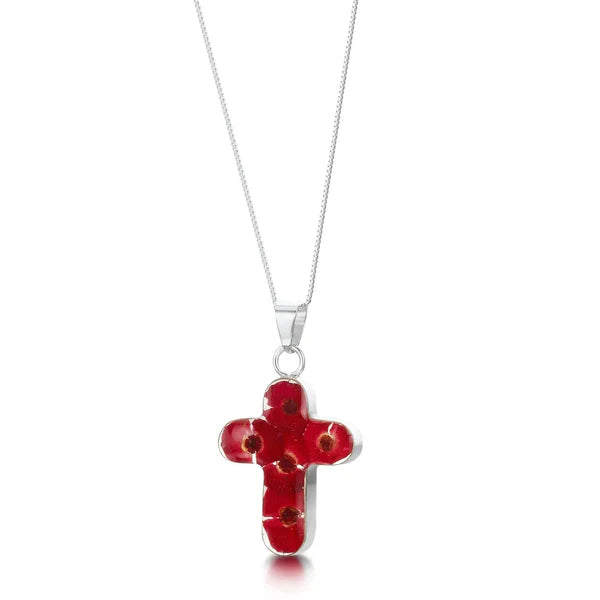 Shrieking Violet® Sterling Silver Poppy Cross Pendant