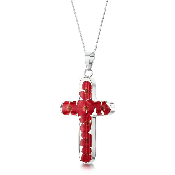 Shrieking Violet® Sterling Silver Poppy Large Cross Pendant