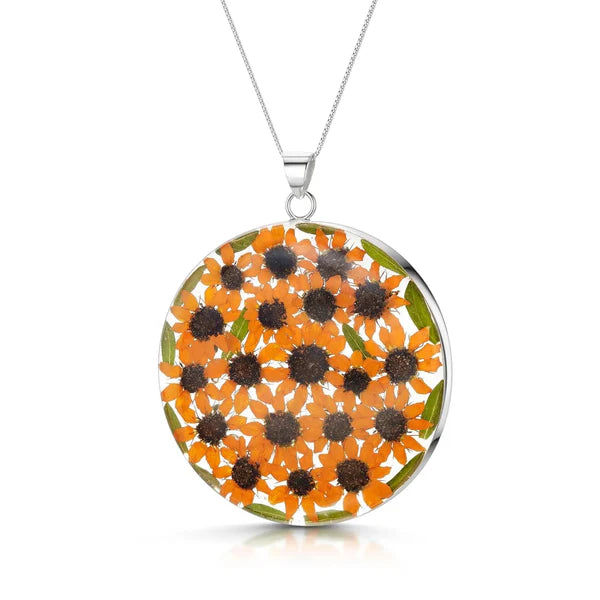 Shrieking Violet® Sterling Silver Real Sunflower Pendant